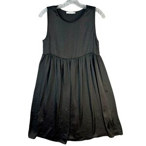 Piazza Italia Sheer Black Silky Knee Long Dress Womens
